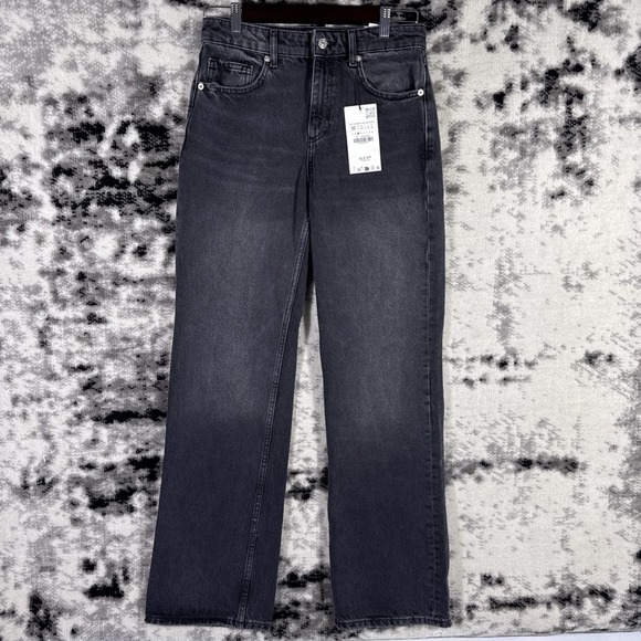Zara Denim - New Zara Jeans Womens Size 4x33 Wide Leg Black Hippie Boho Comfort Casual